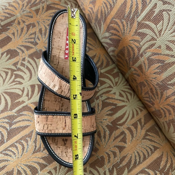 PRADA | Cork Wedge Sandals | Black | Size 37 - Picture 7 of 15
